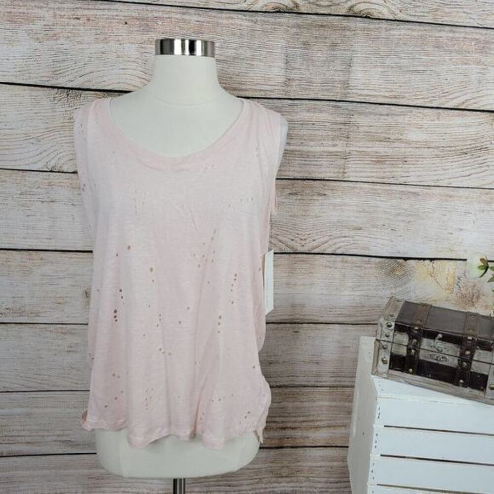 NWT Bishop + Young Jaimie Distressed Pink Lightweight Sleeveless Tank Medium